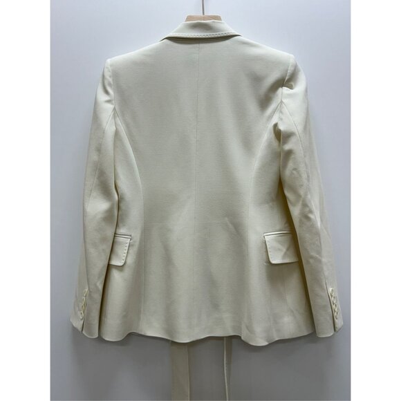 MaxMara Beige Wool Long-Sleeve Lapel Ribbon Suit Jacket XS Size Made In Italy - Picture 4 of 7